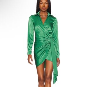 Superdown Sophie Draped Mini Dress in Kelly Green